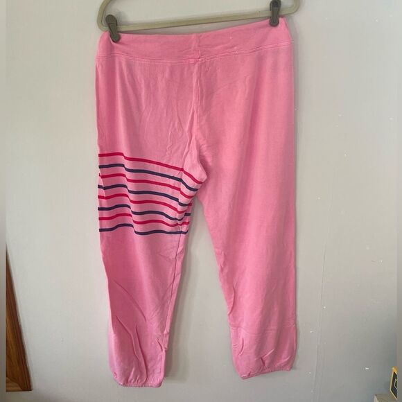 New SUNDRY Women's Stripes Sweatpants in Pigment Dyed Pink Neon size 3/L - Picture 8 of 11